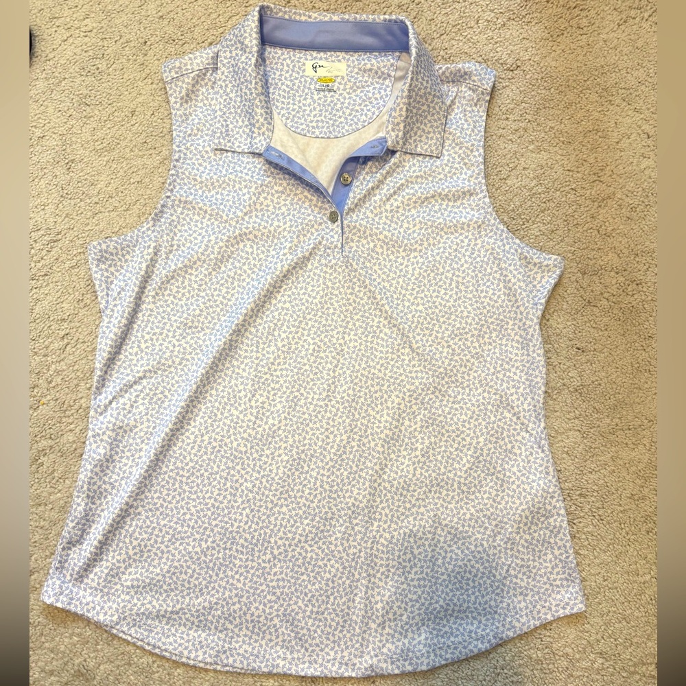 Women's Sleeveless Golf Top - Blue Pattern